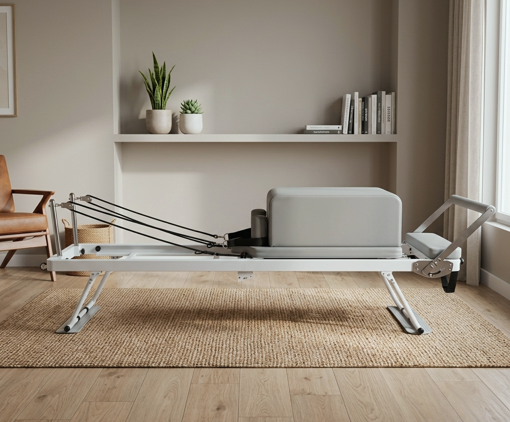 Pilates Reformer Pliable coloris gris, avec box reformer